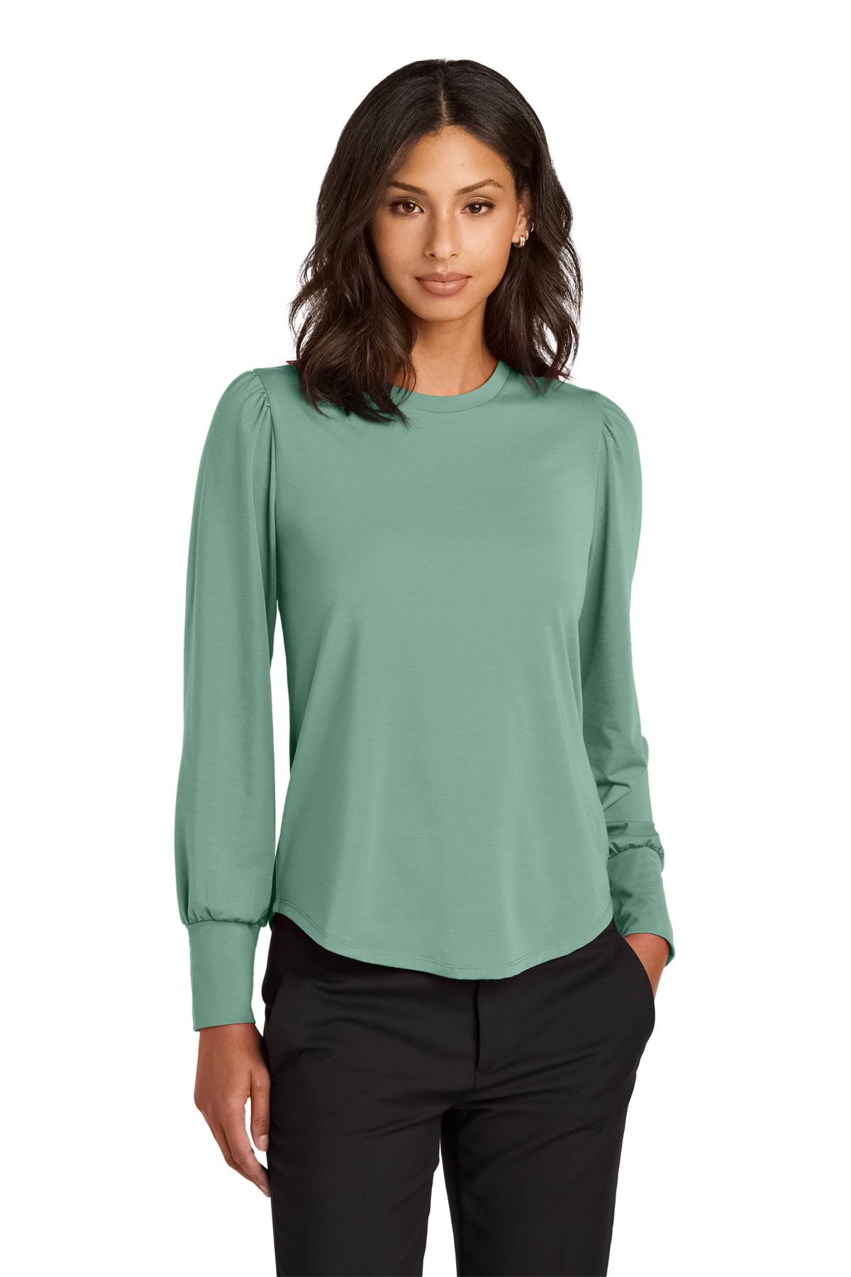 Mercer+Mettle Women's Stretch Jersey Long Sleeve Blouson Top MM1019