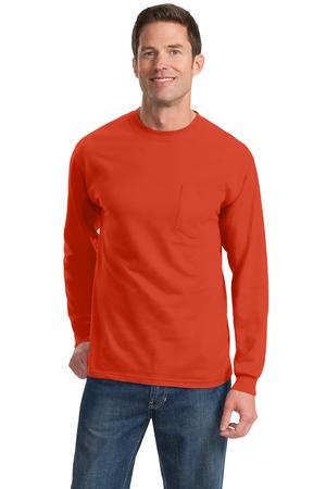 Port and Company Tall Long Sleeve Essential T- Shirt with Pocket. PC61LSPT