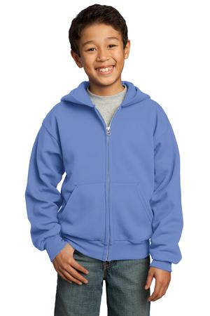 Port and Company - Youth Full-Zip Hooded Sweatshirt. PC90YZH
