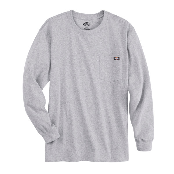 M DICKIES HEAVYWEIGHT LS TEE HTR GY WL50HG