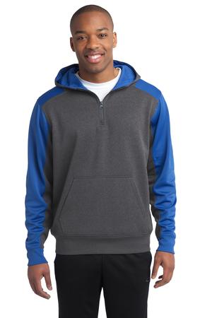 Sport-Tek Tech Fleece Colorblock Quarter-Zip Hooded Sweatshirt. ST249