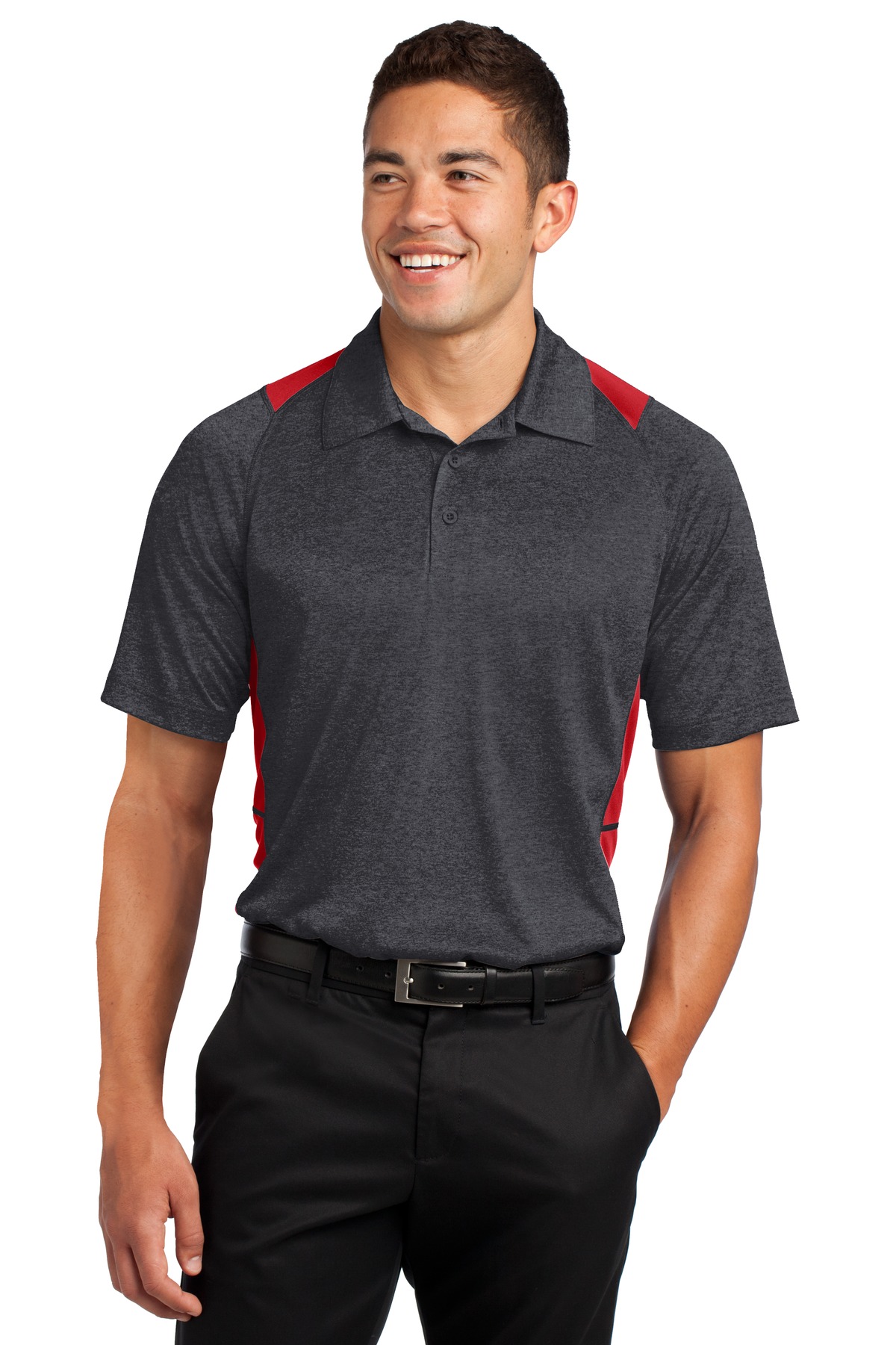 Sport-Tek  Heather Colorblock Contender  Polo. ST665