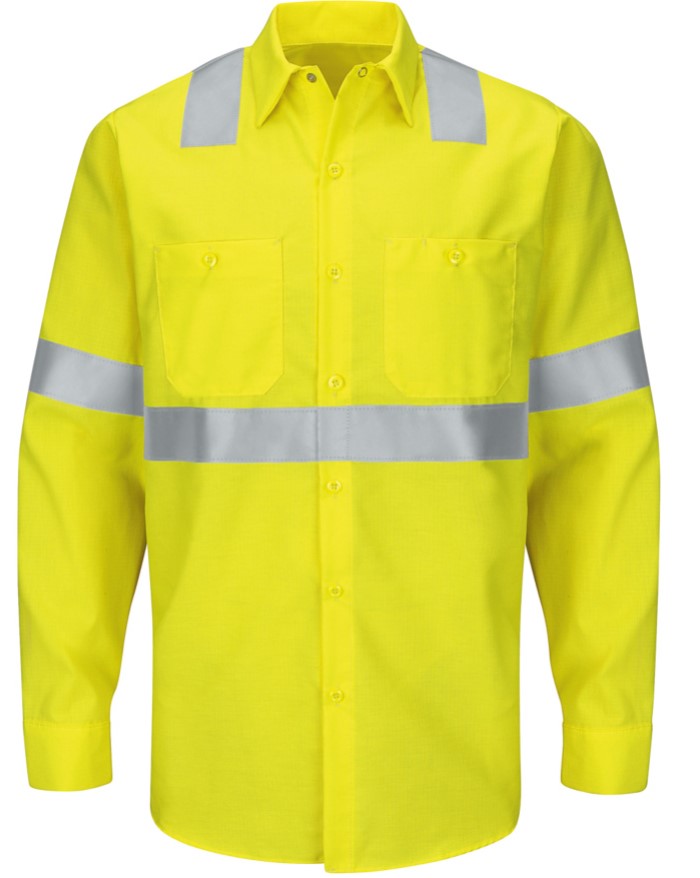 SY14HV - LS HIGH VIS WORKSHIRT WITH REFLECTIVE TRIM