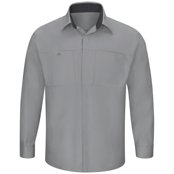 Men's Long Sleeve Performance Plus Shop Shirt with OilBlok Technology - Light Grey-Charcoal Mesh - SY32GC