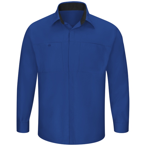 Men's Long Sleeve Performance Plus Shop Shirt with OilBlok Technology - Royal Blue-Black Mesh - SY32RB