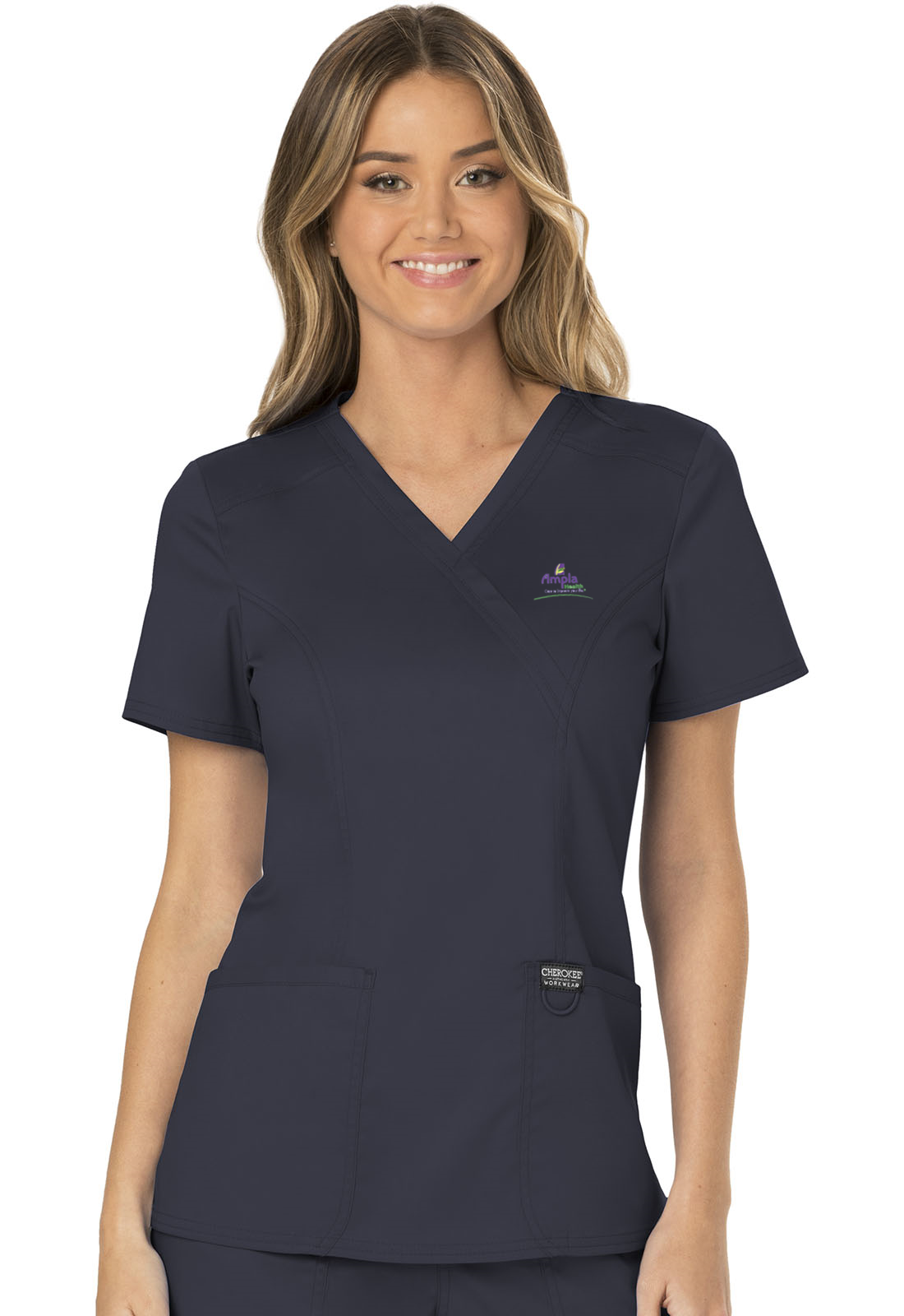 Cherokee Workwear Revolution -  Pewter Mock Wrap Top WW610