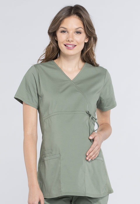 Cherokee Workwear WW Professionals Maternity Mock Wrap Top WW685