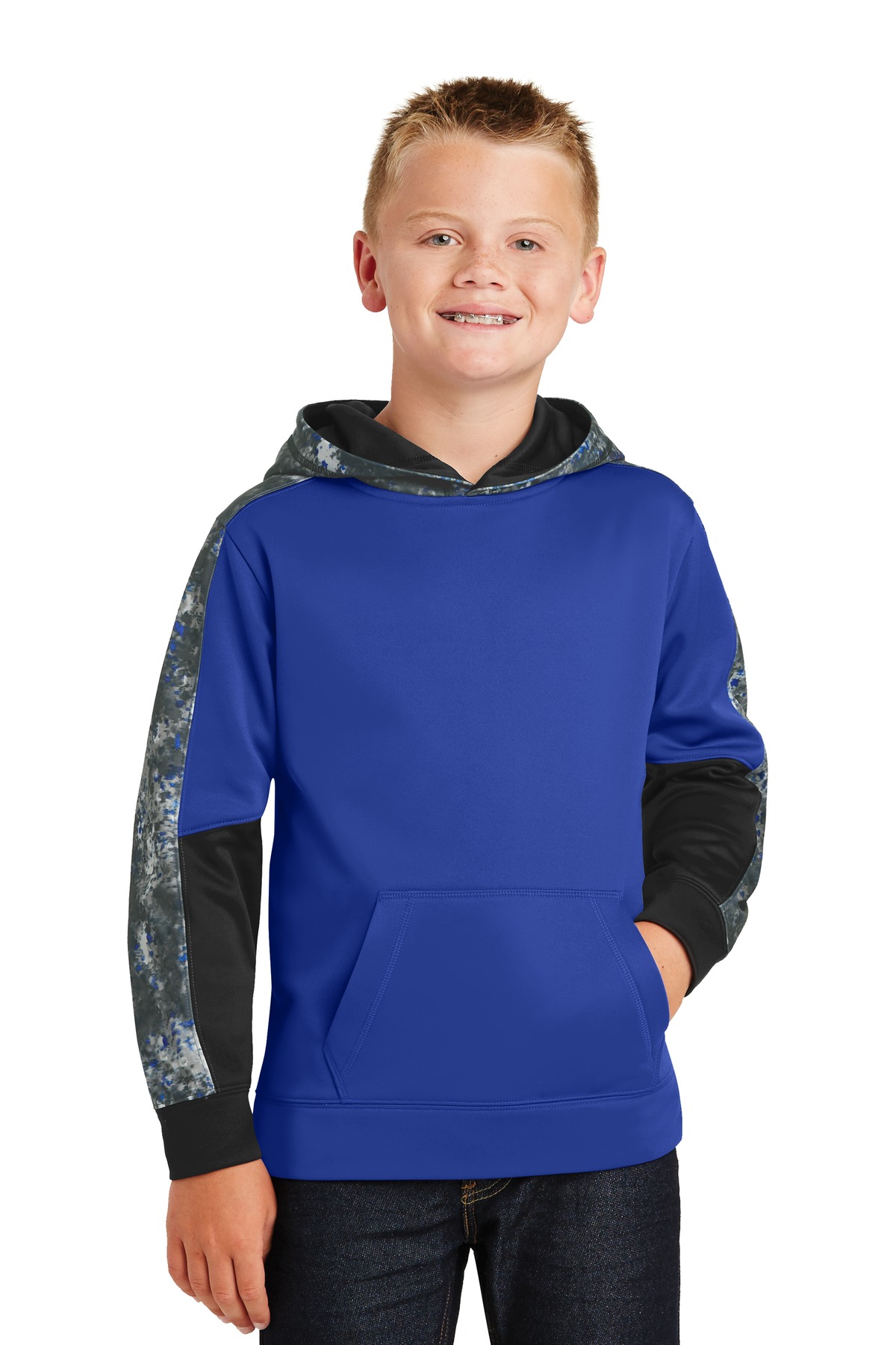 Sport-Tek  Youth Sport-Wick  Mineral Freeze Fleece Colorblock Hooded Pullover. YST231